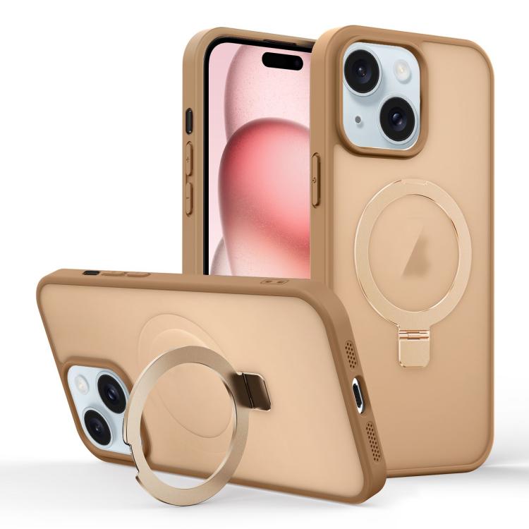 Skin-feel Ring MagSafe Holder Phone Case, For iPhone 15 Pro Max, For iPhone 15 Pro, For iPhone 15 Plus, For iPhone 15