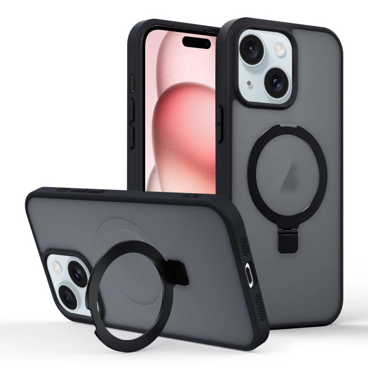 Skin-feel Ring MagSafe Holder Phone Case, For iPhone 15 Pro Max, For iPhone 15 Pro, For iPhone 15 Plus, For iPhone 15