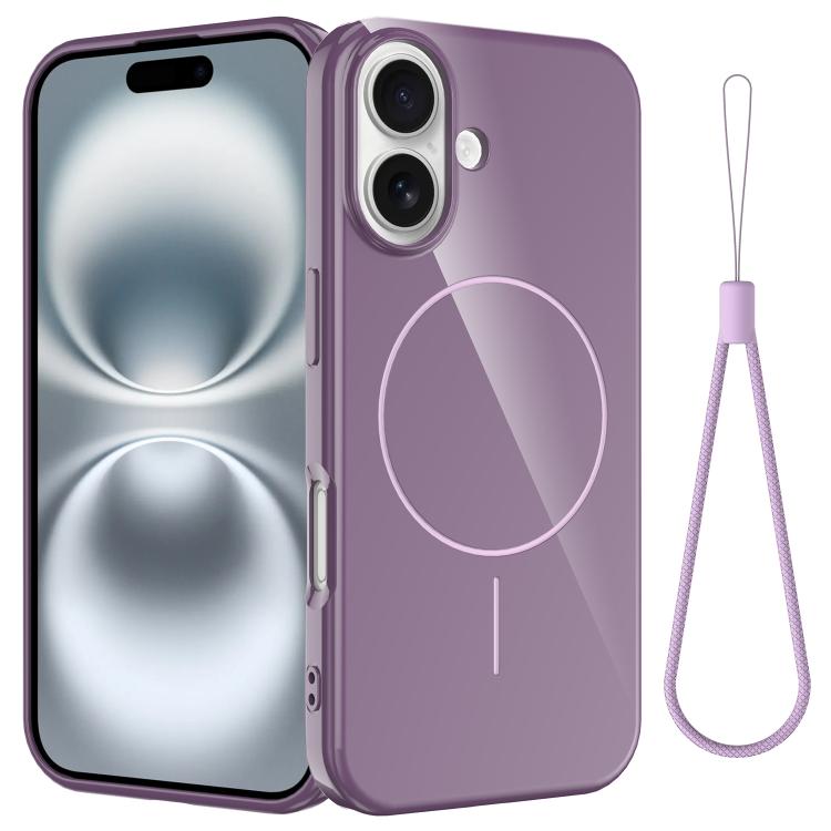 Glossy TPU Shockproof MagSafe Phone Case with Lanyard, For iPhone 16e, For iPhone 16 Pro Max, For iPhone 16 Pro, For iPhone 16 Plus