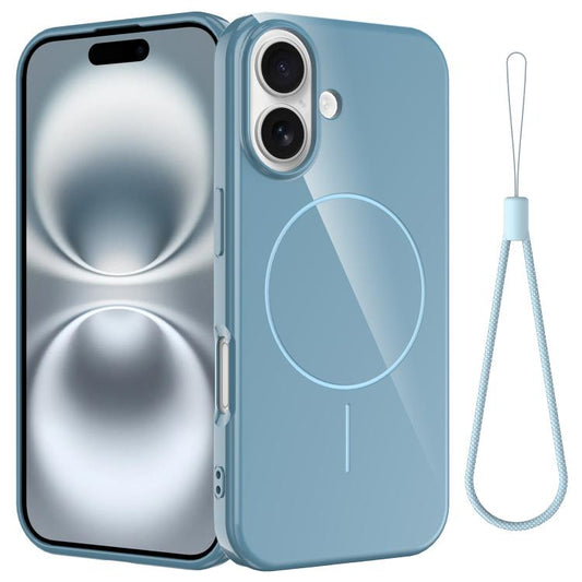 Glossy TPU Shockproof MagSafe Phone Case with Lanyard, For iPhone 16, For iPhone 15 Pro Max, For iPhone 15 Pro, For iPhone 15 Plus