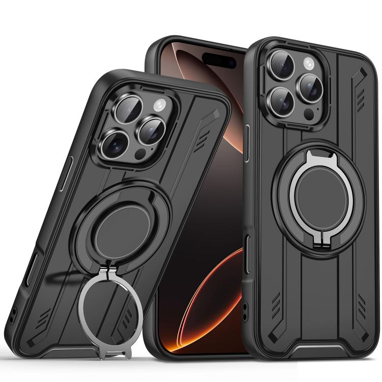 Rotating Ring Holder Magnetic MagSafe Phone Case, For iPhone 16e, For iPhone 16 Pro Max, For iPhone 16 Pro, For iPhone 16 Plus