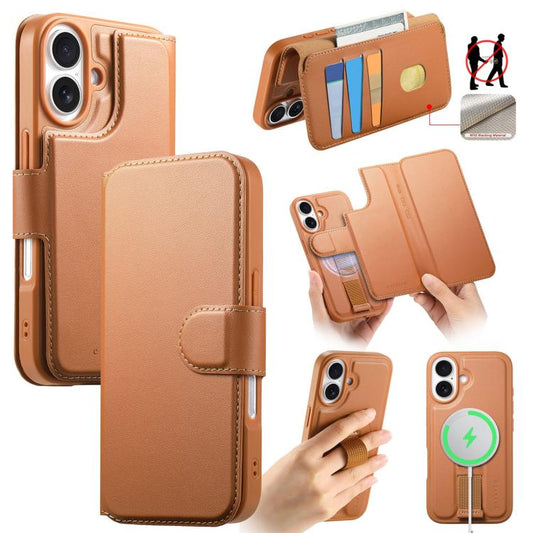 CaseNeo Finger Grip Strap MagSafe Leather Phone Case