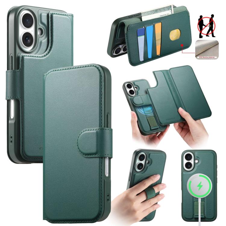 CaseNeo Finger Grip Strap MagSafe Leather Phone Case