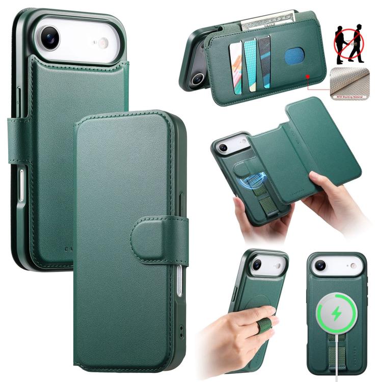 CaseNeo Finger Grip Strap MagSafe Leather Phone Case