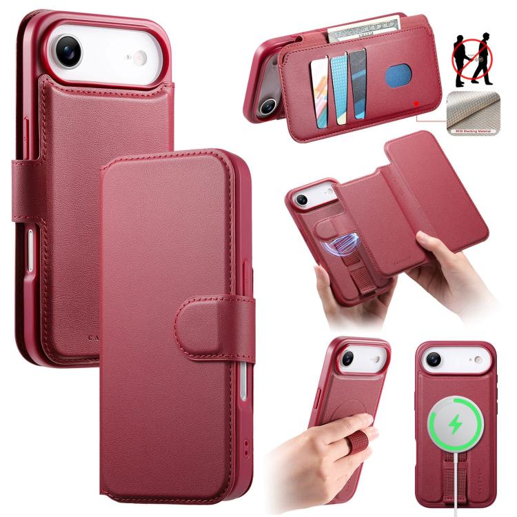 CaseNeo Finger Grip Strap MagSafe Leather Phone Case