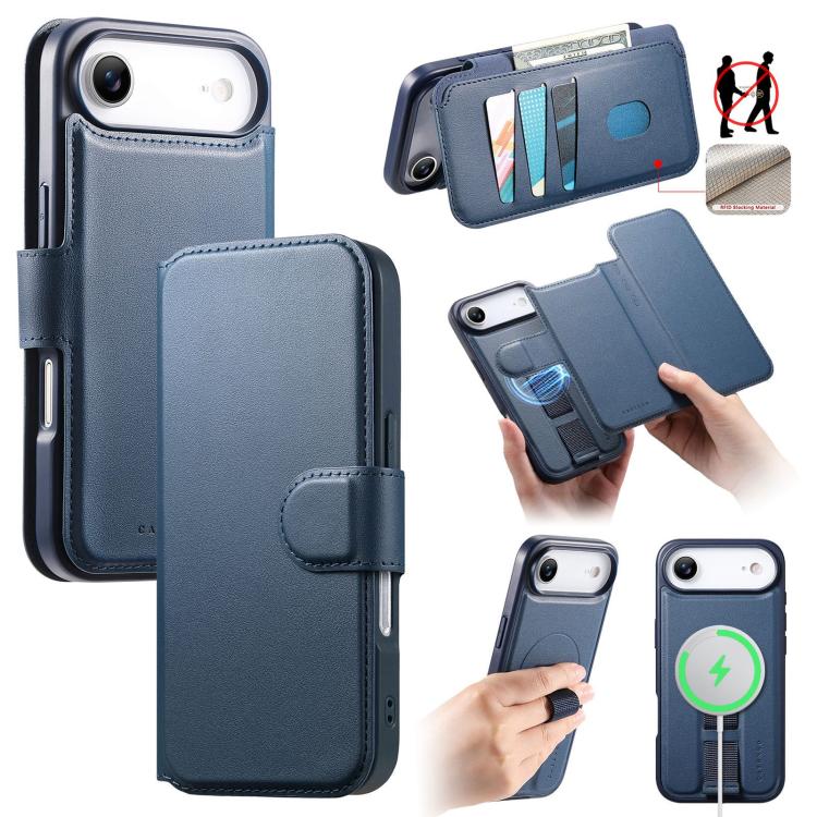 CaseNeo Finger Grip Strap MagSafe Leather Phone Case