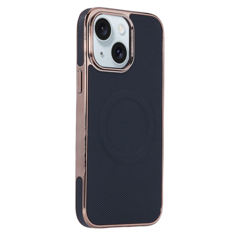 Electroplating Soft Side Sticker Leather MagSafe Phone Case, For iPhone 15, For iPhone 14 Plus, For iPhone 14, For iPhone 14 Pro