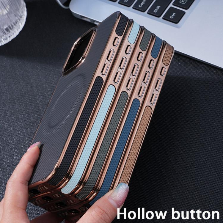 Electroplating Soft Side Sticker Leather MagSafe Phone Case, For iPhone 16, For iPhone 15 Pro Max, For iPhone 15 Pro, For iPhone 15 Plus