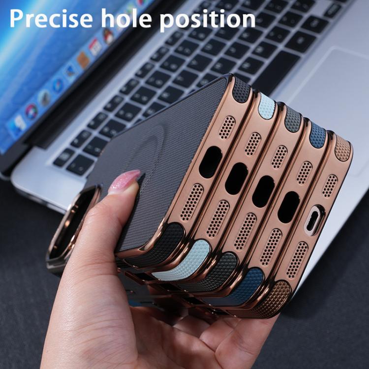 Electroplating Soft Side Sticker Leather MagSafe Phone Case, For iPhone 16, For iPhone 15 Pro Max, For iPhone 15 Pro, For iPhone 15 Plus