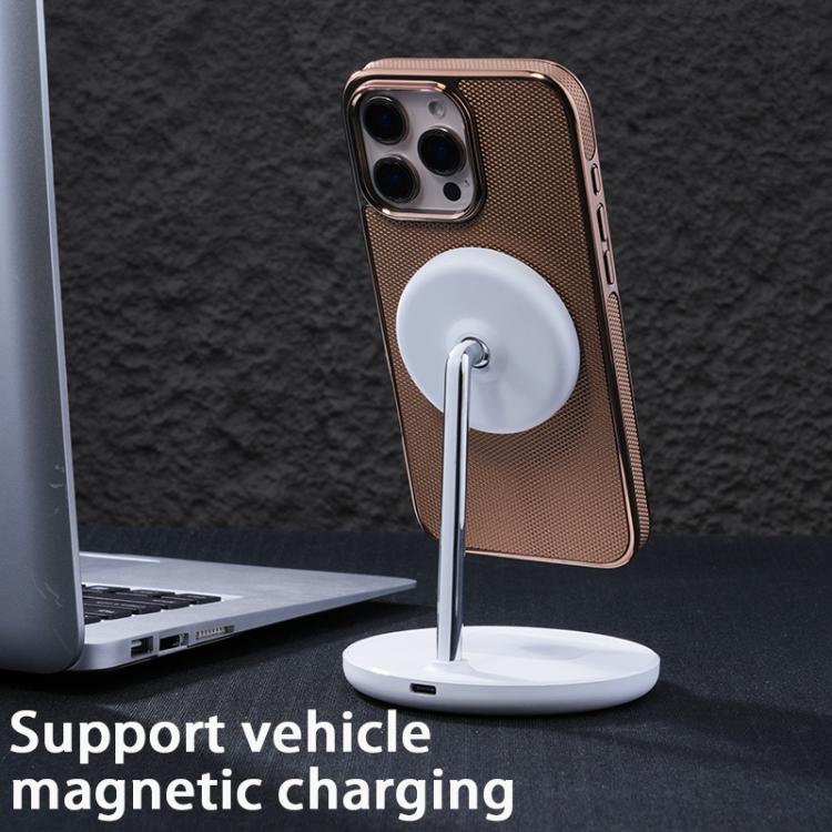 Electroplating Soft Side Sticker Leather MagSafe Phone Case, For iPhone 16, For iPhone 15 Pro Max, For iPhone 15 Pro, For iPhone 15 Plus