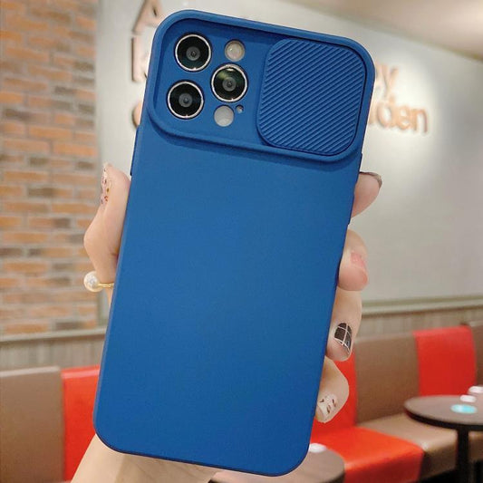 Slid Camera Shield Liquid Silicone TPU Phone Case, For iPhone 15 Pro, For iPhone 15 Plus, For iPhone 15