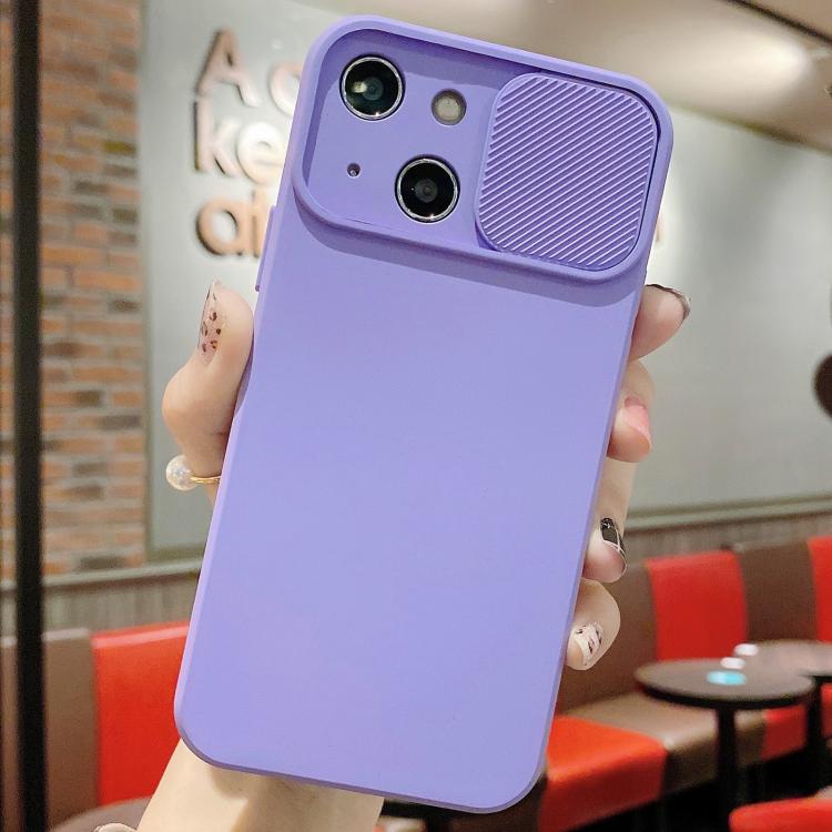 Slid Camera Shield Liquid Silicone TPU Phone Case, For iPhone 15 Pro, For iPhone 15 Plus, For iPhone 15