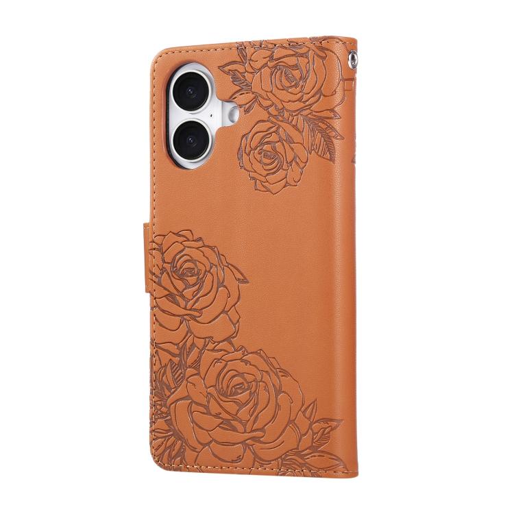Rose Flower Embossed 3-Card Slots Leather Phone Case