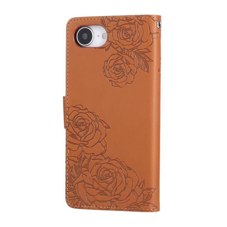 Rose Flower Embossed 3-Card Slots Leather Phone Case