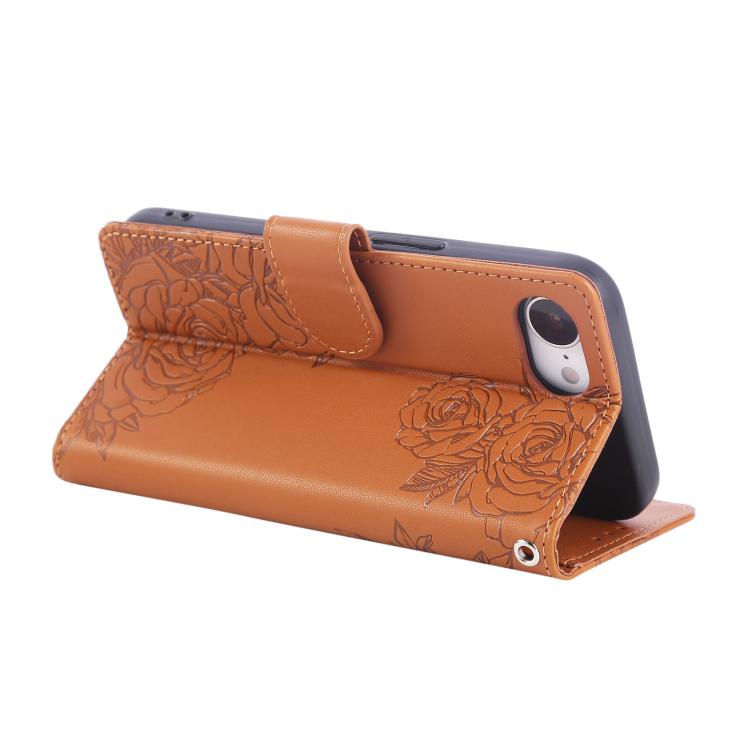 Rose Flower Embossed 3-Card Slots Leather Phone Case