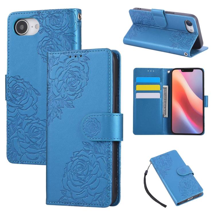 Rose Flower Embossed 3-Card Slots Leather Phone Case