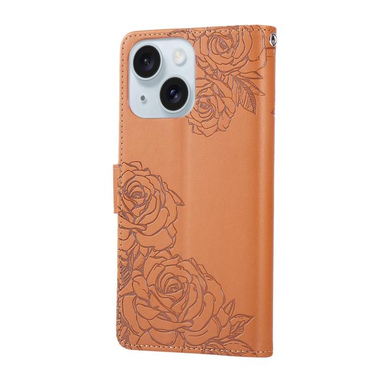 Rose Flower Embossed 3-Card Slots Leather Phone Case
