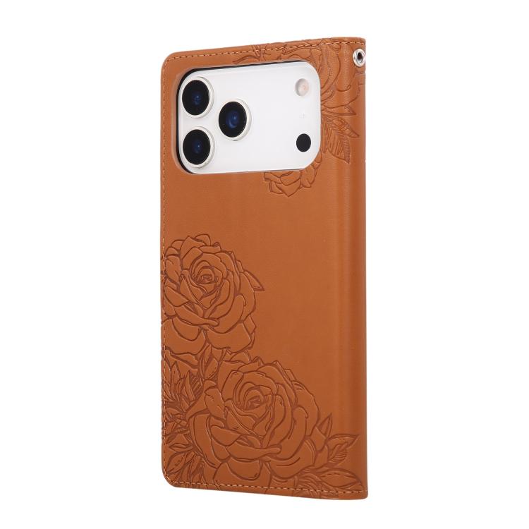 Rose Flower Embossed 3-Card Slots Leather Phone Case