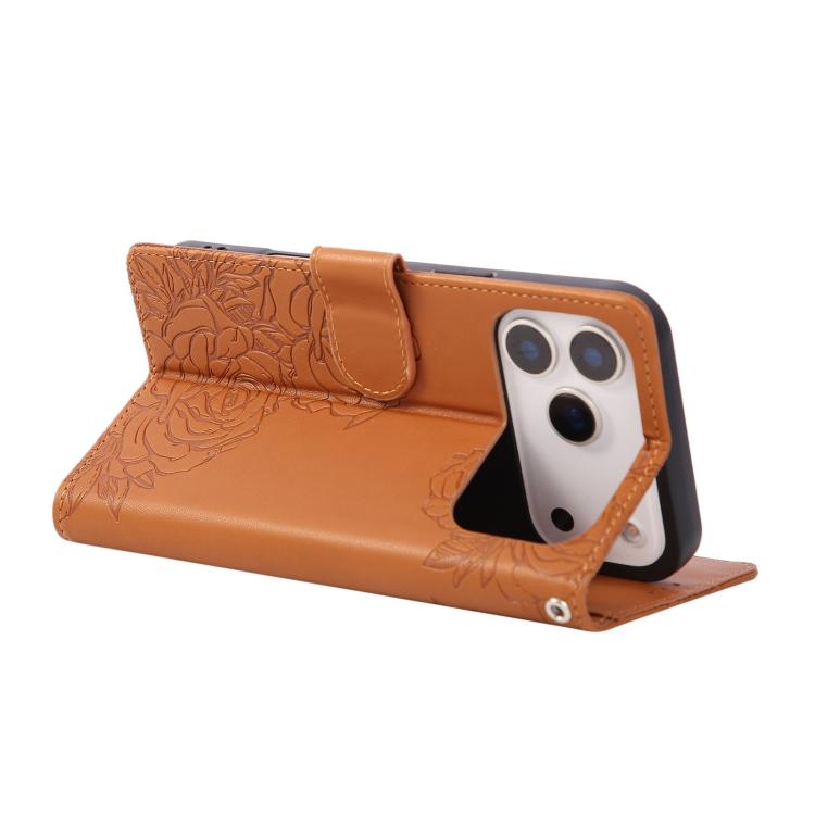 Rose Flower Embossed 3-Card Slots Leather Phone Case