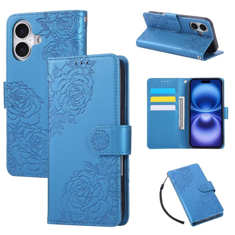 Rose Flower Embossed 3-Card Slots Leather Phone Case