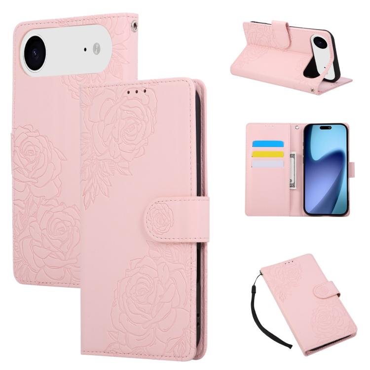 Rose Flower Embossed 3-Card Slots Leather Phone Case
