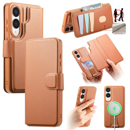 CaseNeo Finger Grip Strap MagSafe Leather Phone Case, For Samsung Galaxy S25 Edge 5G, For Samsung Galaxy S25 / S24 5G, For Samsung Galaxy S25+ / S24+ 5G, For Samsung Galaxy S25 Ultra 5G