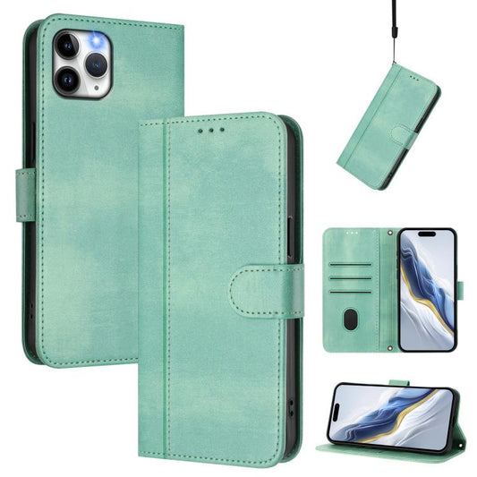 Line Splicing Buckle Retro Leather Phone Case
