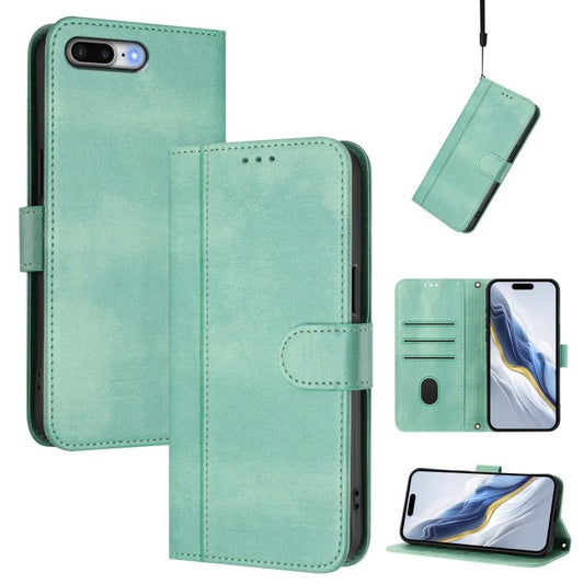 Line Splicing Buckle Retro Leather Phone Case