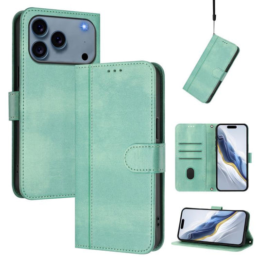 Line Splicing Buckle Retro Leather Phone Case