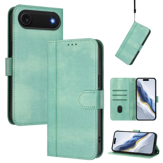 Line Splicing Buckle Retro Leather Phone Case