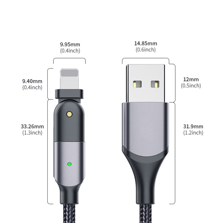 2.4A USB to 8 Pin 180 Degree Rotating Elbow Charging Cable, 1.2m 8 Pin, 2m 8 Pin