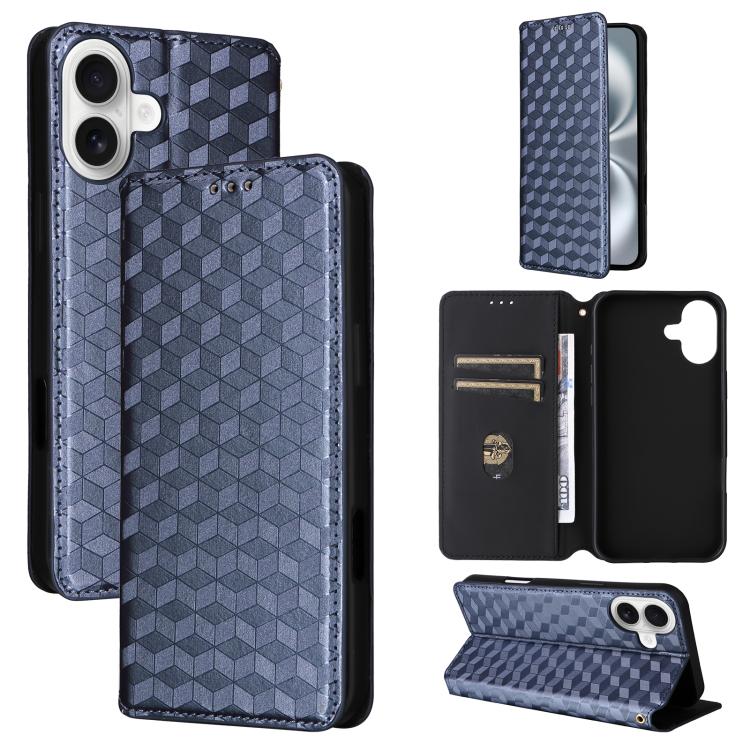 Cubic Grid Texture Flip Leather Phone Case