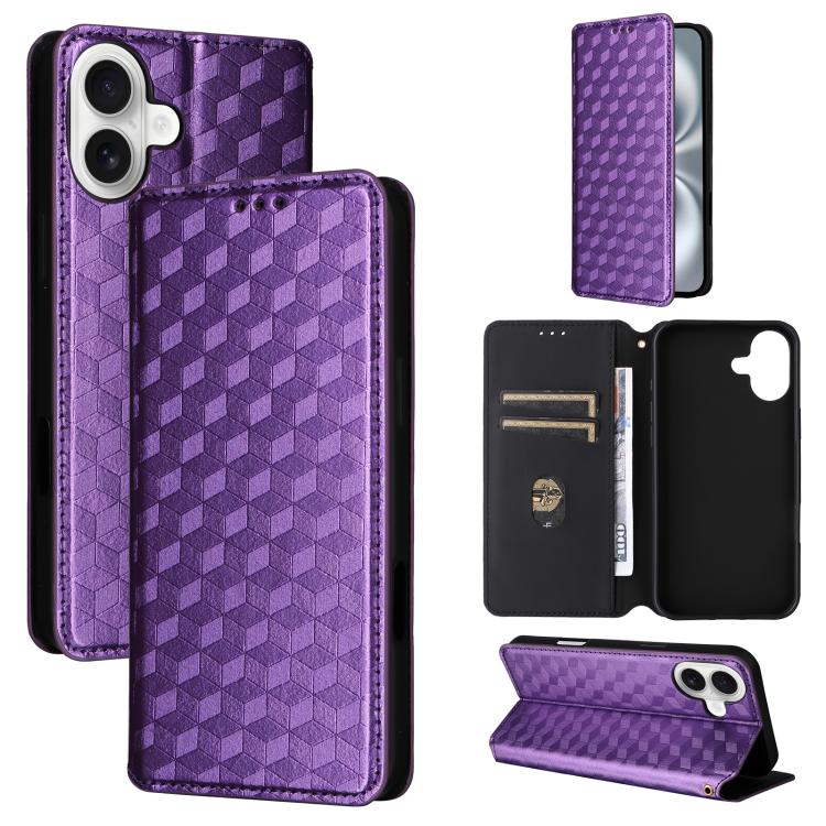 Cubic Grid Texture Flip Leather Phone Case