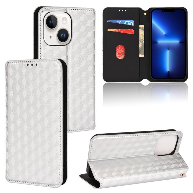 Cubic Grid Texture Flip Leather Phone Case