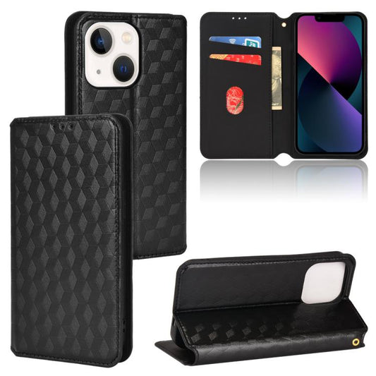 Cubic Grid Texture Flip Leather Phone Case, For iPhone 13, For iPhone 13 mini, For iPhone 12 / 12 Pro, For iPhone 12 Pro Max