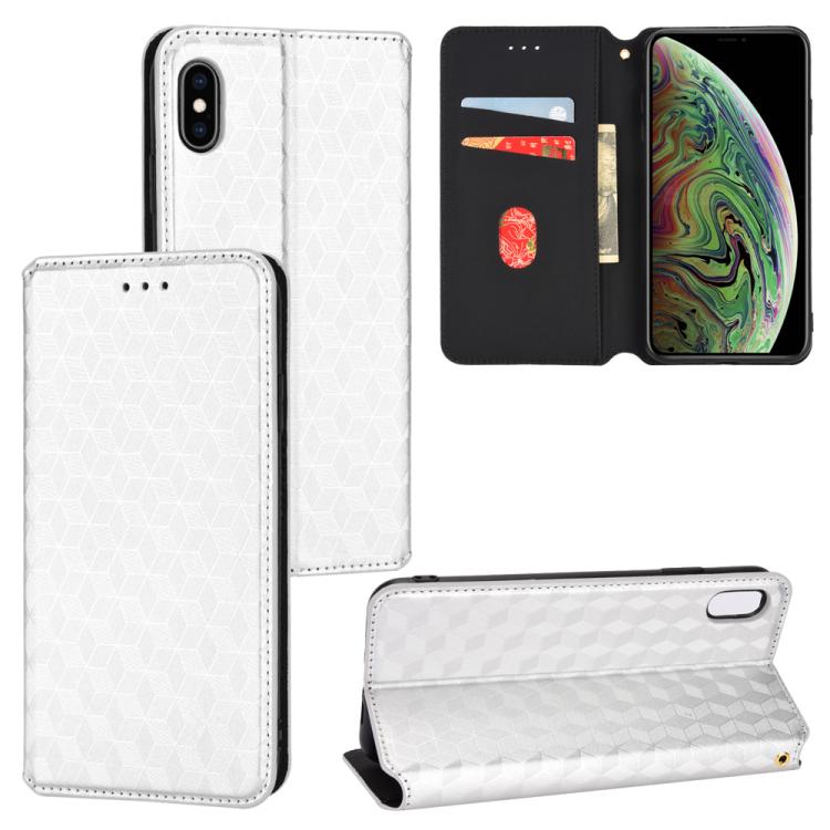 Cubic Grid Texture Flip Leather Phone Case