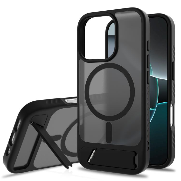 Frosted Holder PC Hybrid TPU MagSafe Phone Case, For iPhone 16e, For iPhone 16 Pro Max, For iPhone 16 Pro, For iPhone 16 Plus