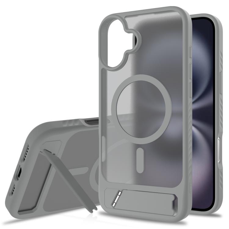 Frosted Holder PC Hybrid TPU MagSafe Phone Case, For iPhone 16e, For iPhone 16 Pro Max, For iPhone 16 Pro, For iPhone 16 Plus