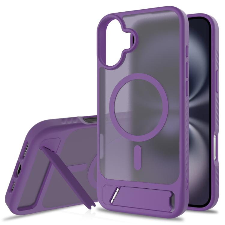Frosted Holder PC Hybrid TPU MagSafe Phone Case, For iPhone 16e, For iPhone 16 Pro Max, For iPhone 16 Pro, For iPhone 16 Plus