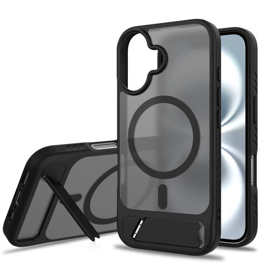 Frosted Holder PC Hybrid TPU MagSafe Phone Case, For iPhone 16, For iPhone 15 Pro Max, For iPhone 15 Pro, For iPhone 15 Plus