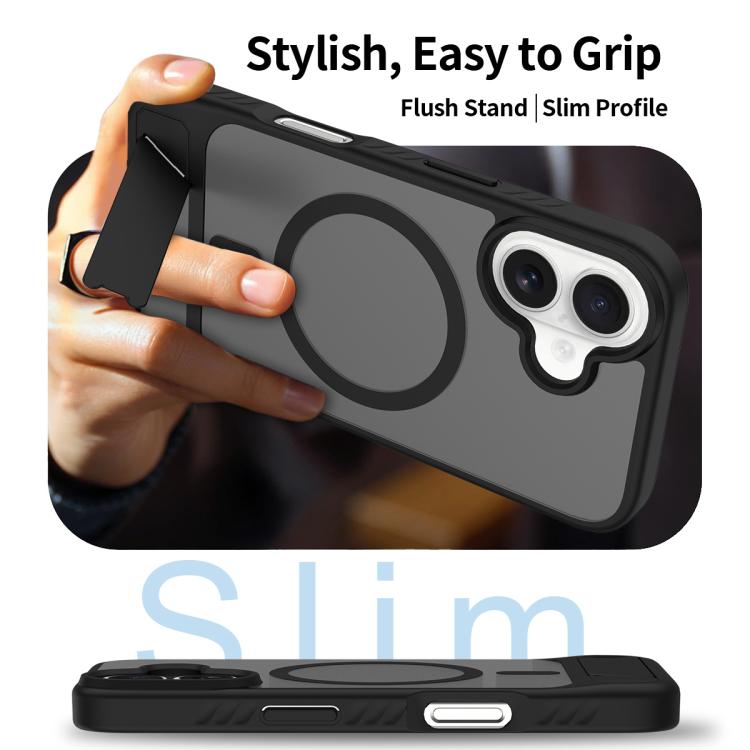 Frosted Holder PC Hybrid TPU MagSafe Phone Case, For iPhone 16, For iPhone 15 Pro Max, For iPhone 15 Pro, For iPhone 15 Plus