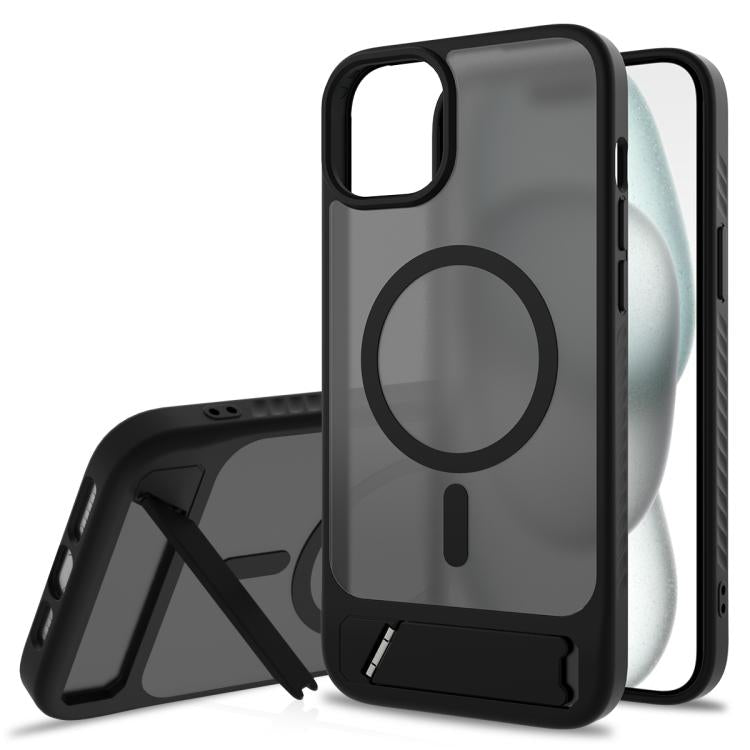 Frosted Holder PC Hybrid TPU MagSafe Phone Case, For iPhone 15, For iPhone 14 Plus, For iPhone 14, For iPhone 14 Pro