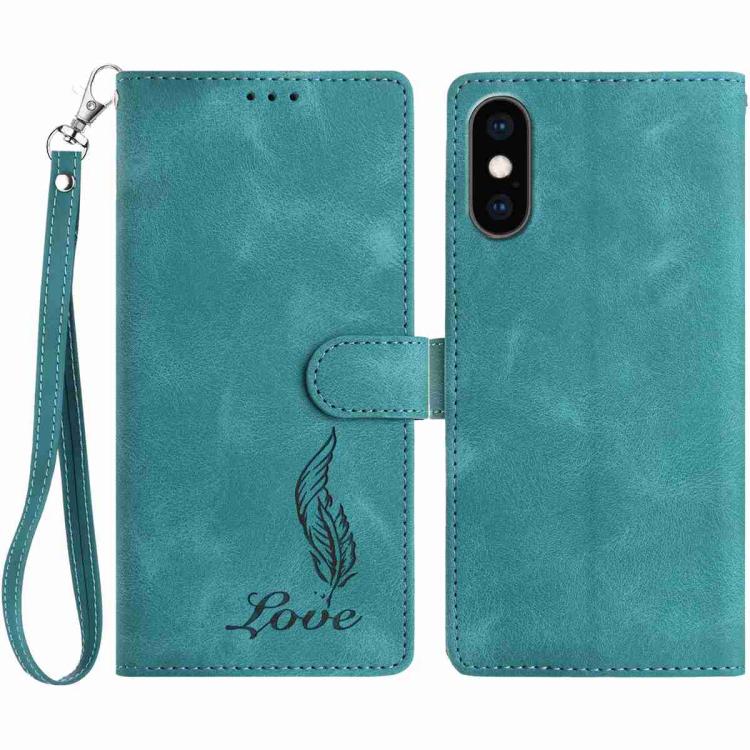 Skin Feel Embossed Feather Leather Phone Case
