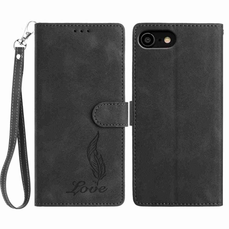 Skin Feel Embossed Feather Leather Phone Case