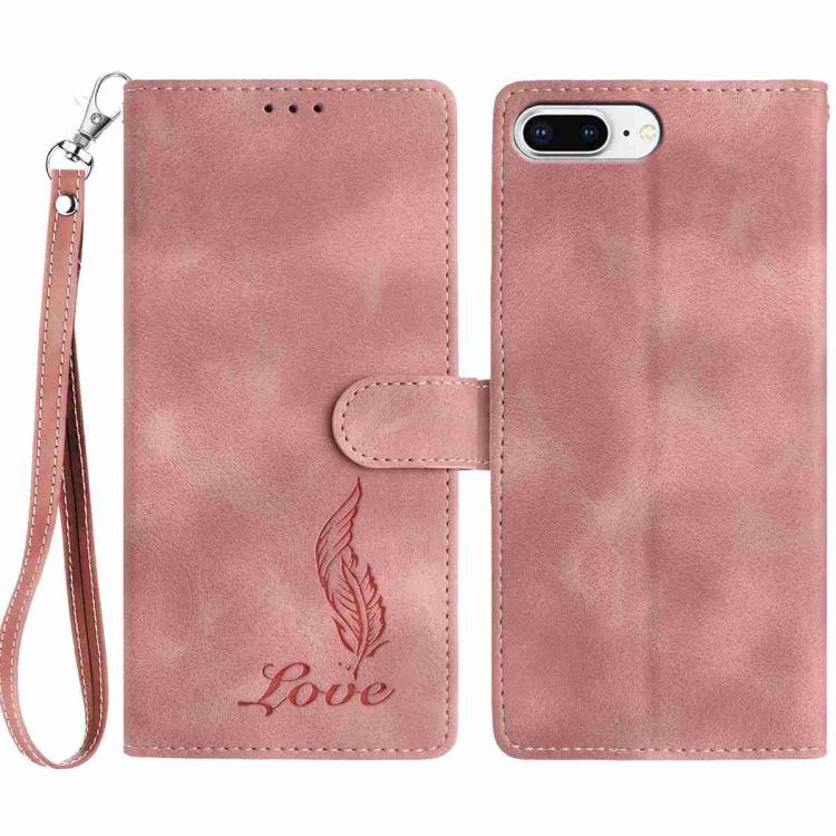 Skin Feel Embossed Feather Leather Phone Case
