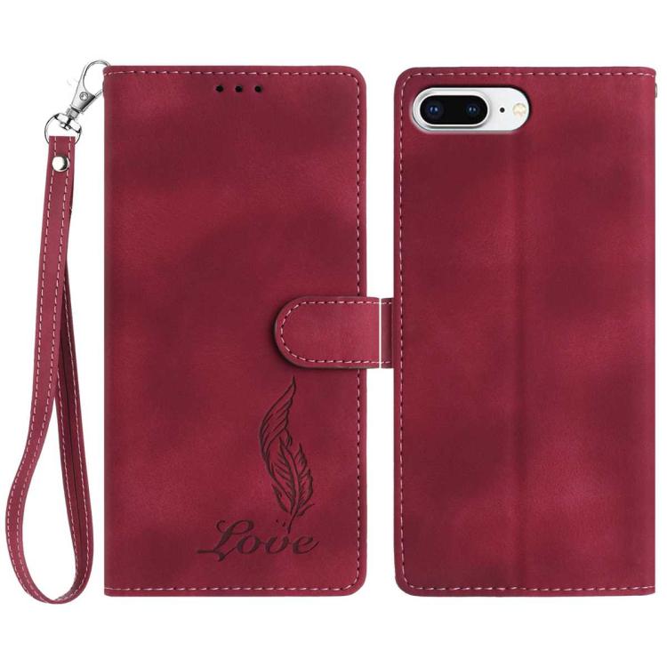 Skin Feel Embossed Feather Leather Phone Case