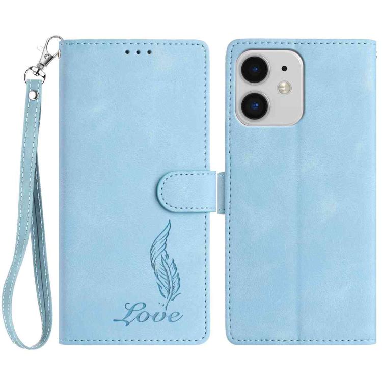 Skin Feel Embossed Feather Leather Phone Case
