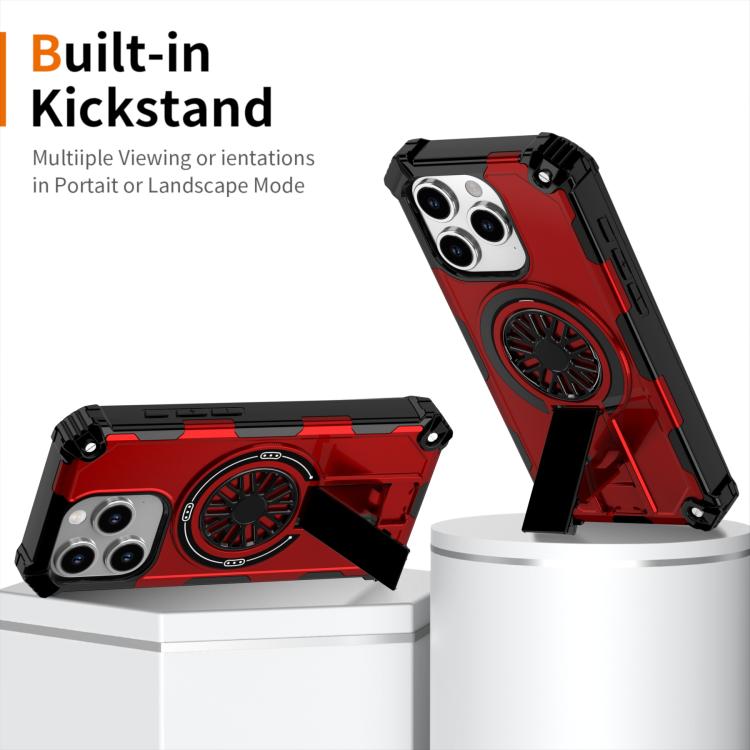 Shockproof Kickstand Metallic Shaft MagSafe Phone Case