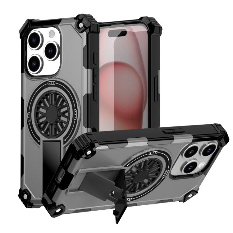 Shockproof Kickstand Metallic Shaft MagSafe Phone Case