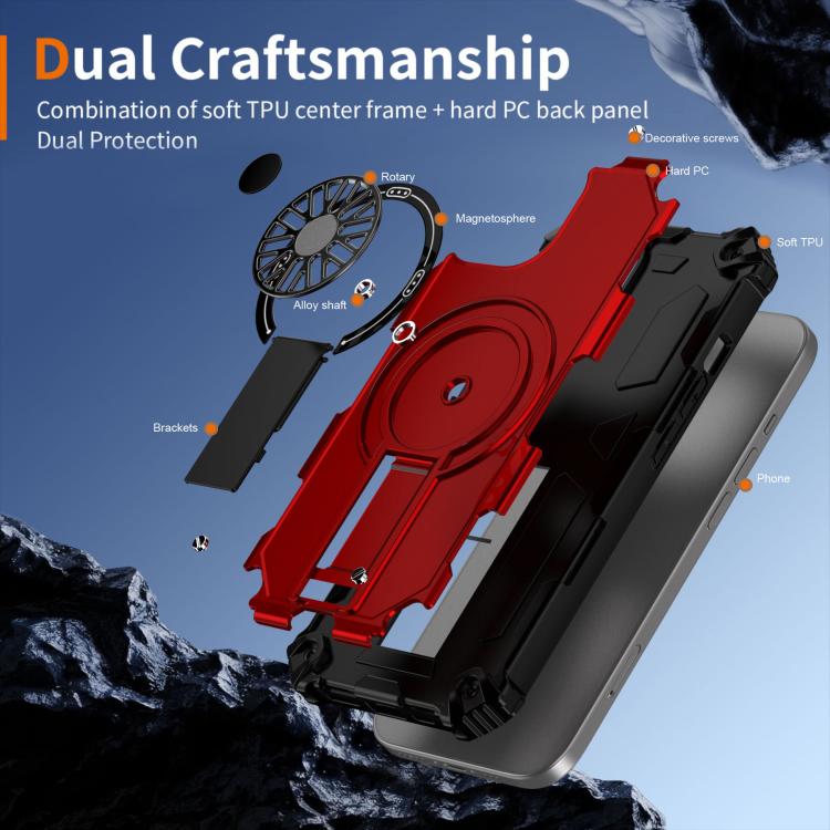 Shockproof Kickstand Metallic Shaft MagSafe Phone Case